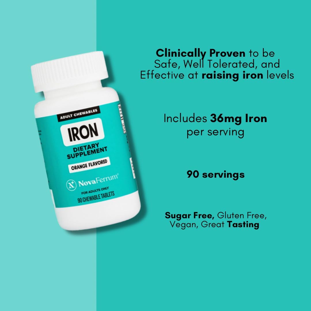 NovaFerrum POW - 36mg Chewable Iron Supplement for Adults