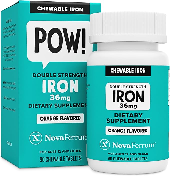 NovaFerrum POW - 36mg Chewable Iron Supplement for Adults